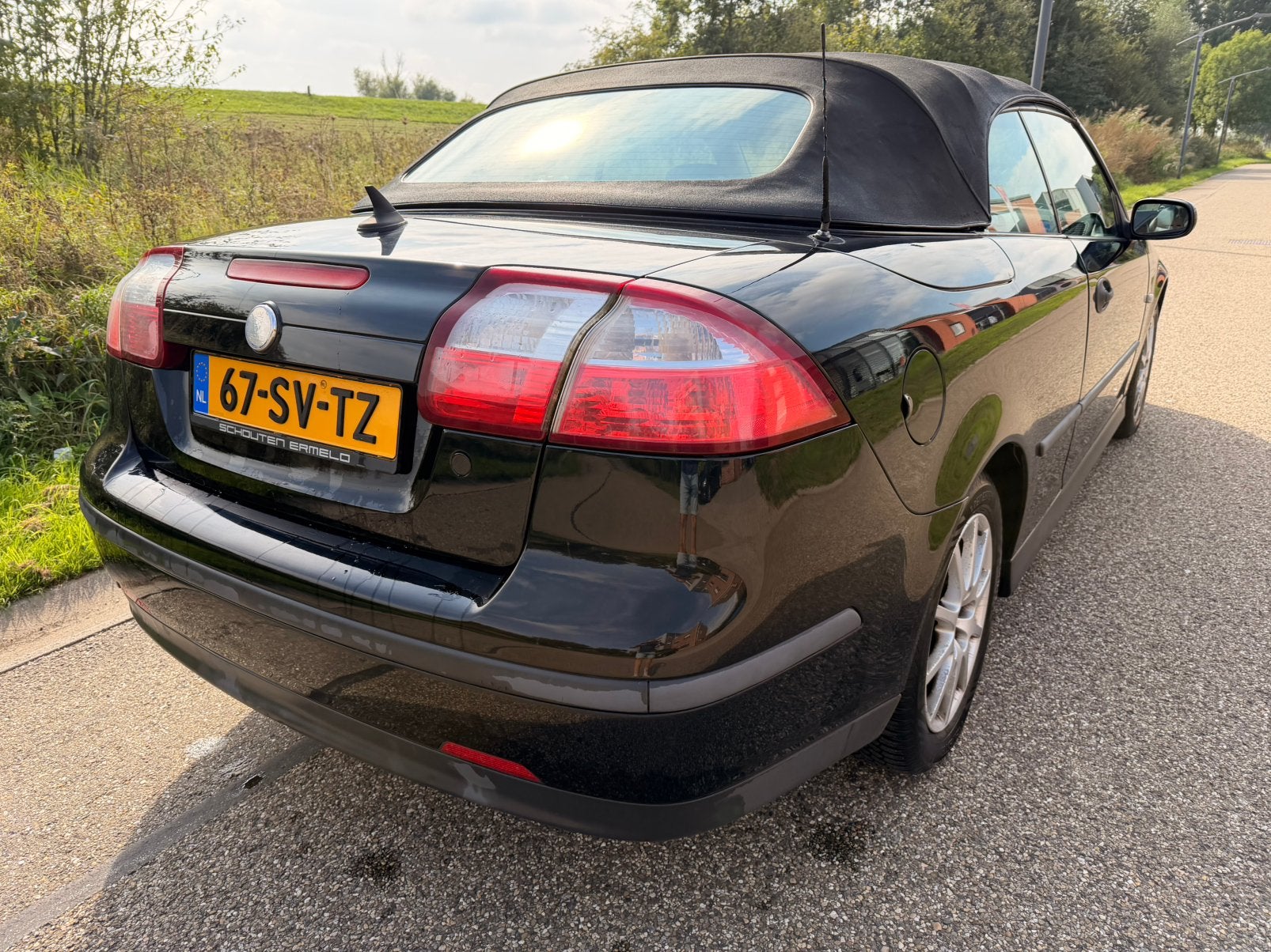 Saab 9-3 1.8 T Cabrio 2004 Zwart, Auto's, Voorwielaandrijving, 4 cilinders, Cabriolet, 4 stoelen