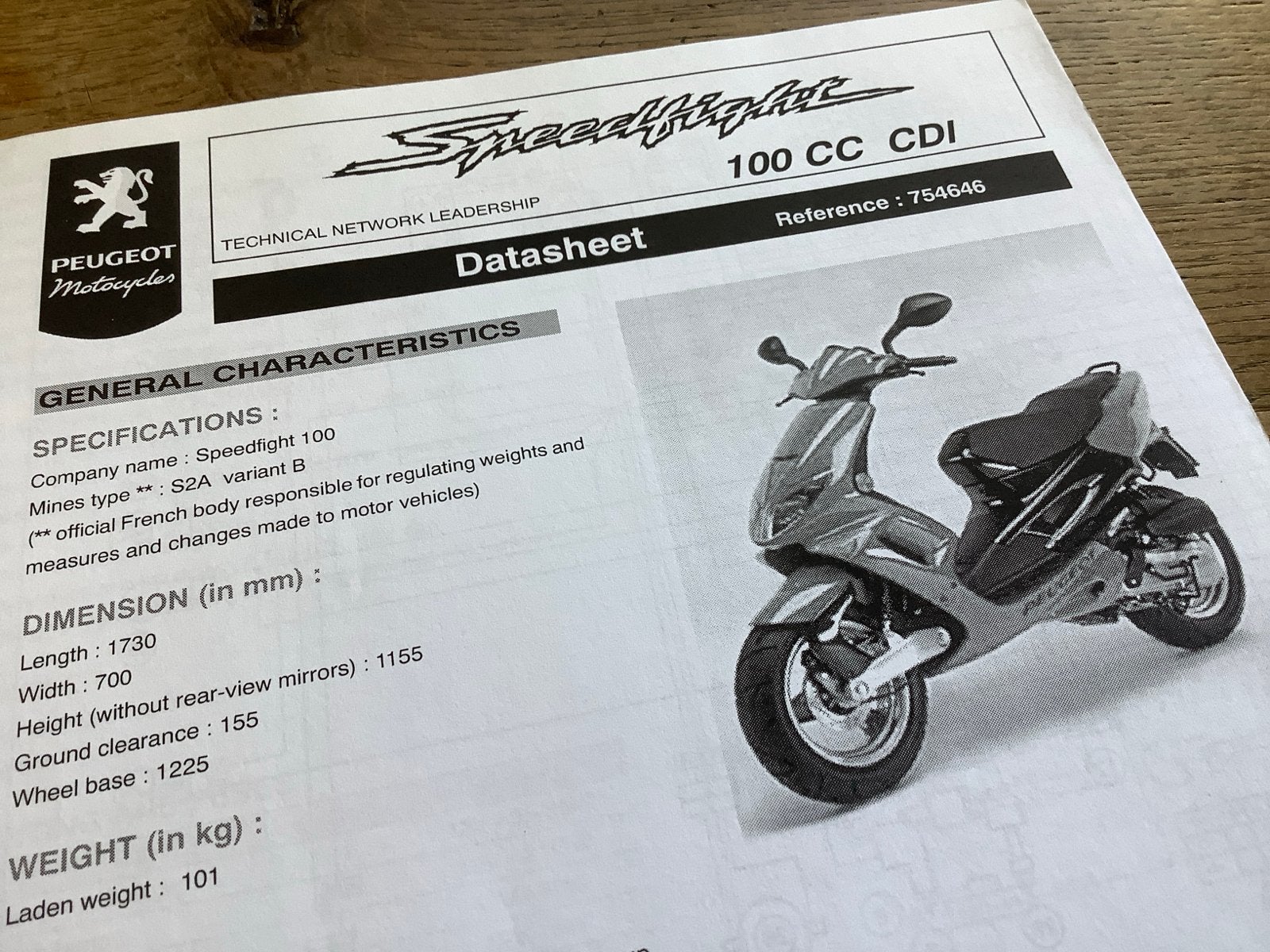 Peugeot Speedfight 100 CC CDI Datasheet. (14), Verzenden