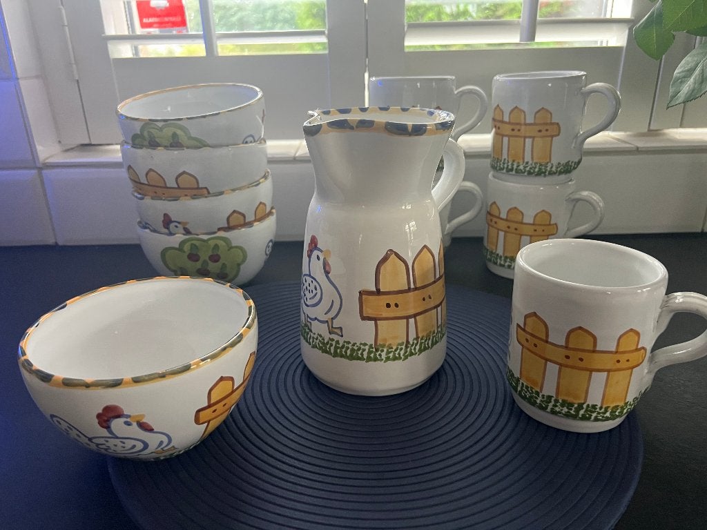 Prachtig 11-delig servies Casa Sud - Handgeschilderd, Overige merken, Zo goed als nieuw, Overige stijlen, Porselein