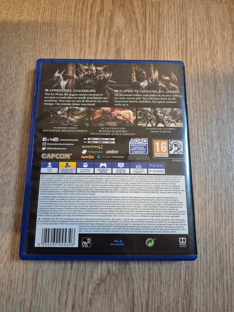 PS4 spel monster hunter world, 1 speler, Ophalen of Verzenden, Vanaf 3 jaar