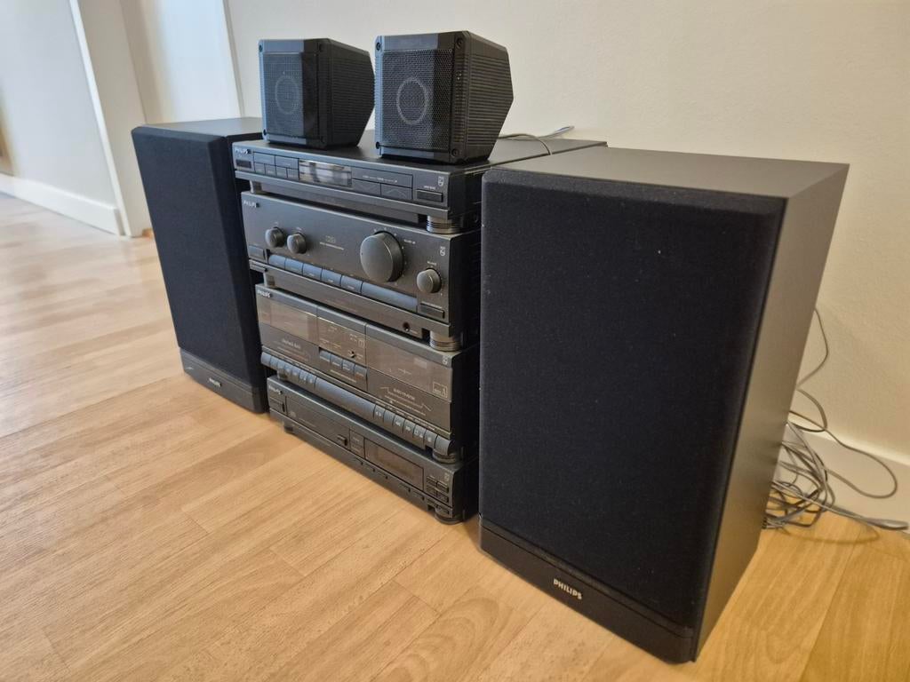 Philips Stereo Set met CD-speler, Cassettedeck en Speakers, Ophalen, Philips, Gebruikt, Losse componenten