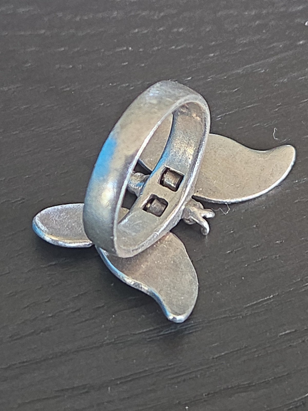 vintage sterling zilveren ring vlinder, Gebruikt, Ophalen of Verzenden, X, Dame