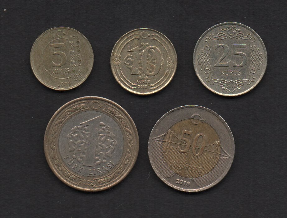 Turkije Setje Lira Munten (5 stuks), Ophalen of Verzenden, Midden-Oosten, Setje