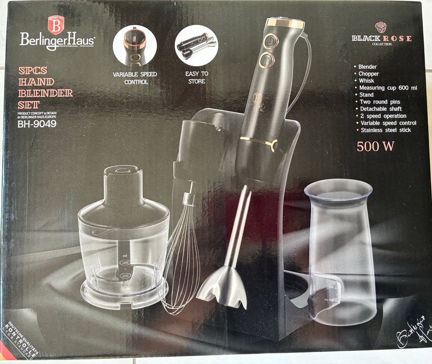 Berlinger Haus BH-9049 Staafmixer Set - 500W - Nieuw, Witgoed en Apparatuur, Blenders, Ophalen, Nieuw, Blender