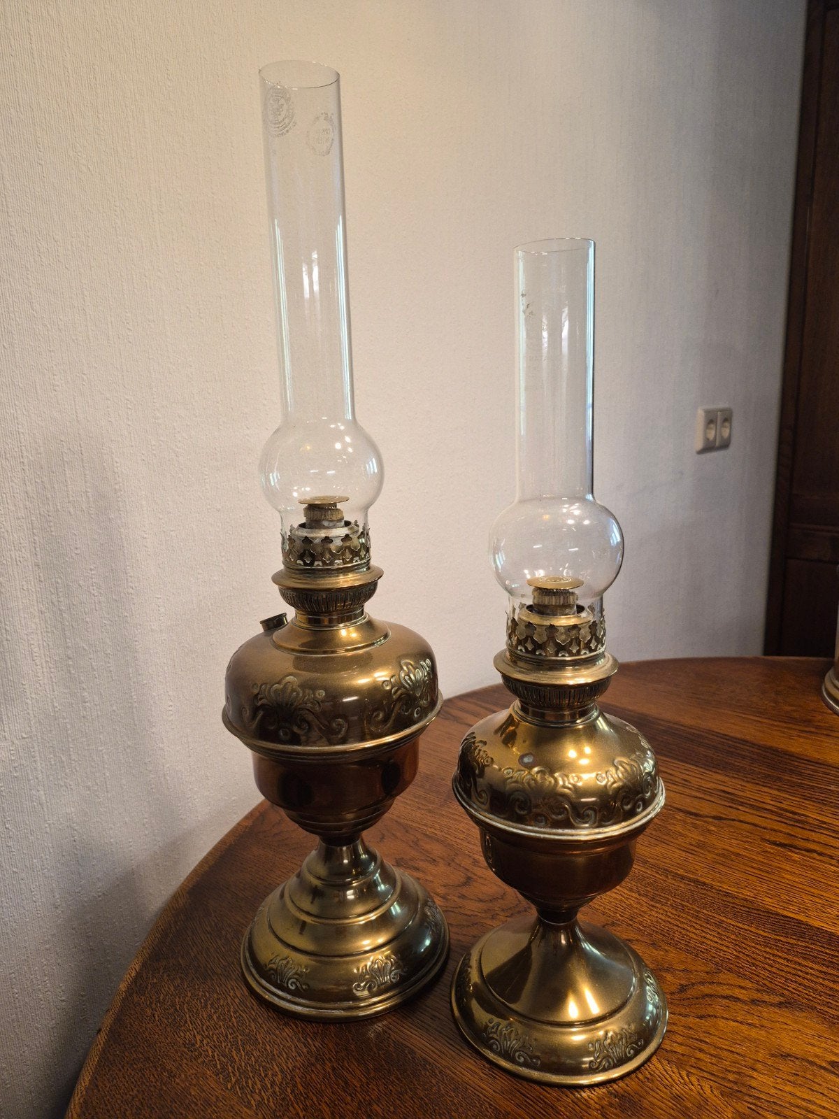 Antieke olielamp van messing, Antiek en Kunst, Ophalen