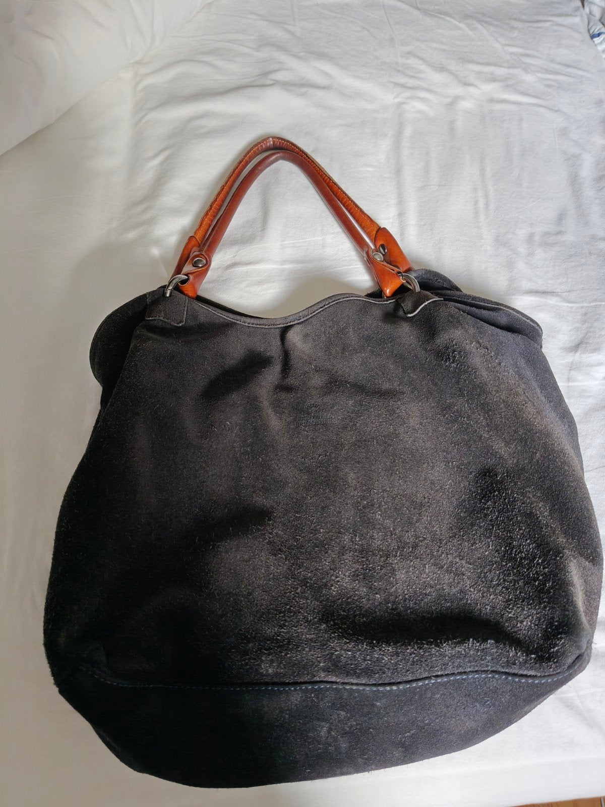Fred de la Bretoniere suède handtas donkerblauw/zwart, Ophalen of Verzenden