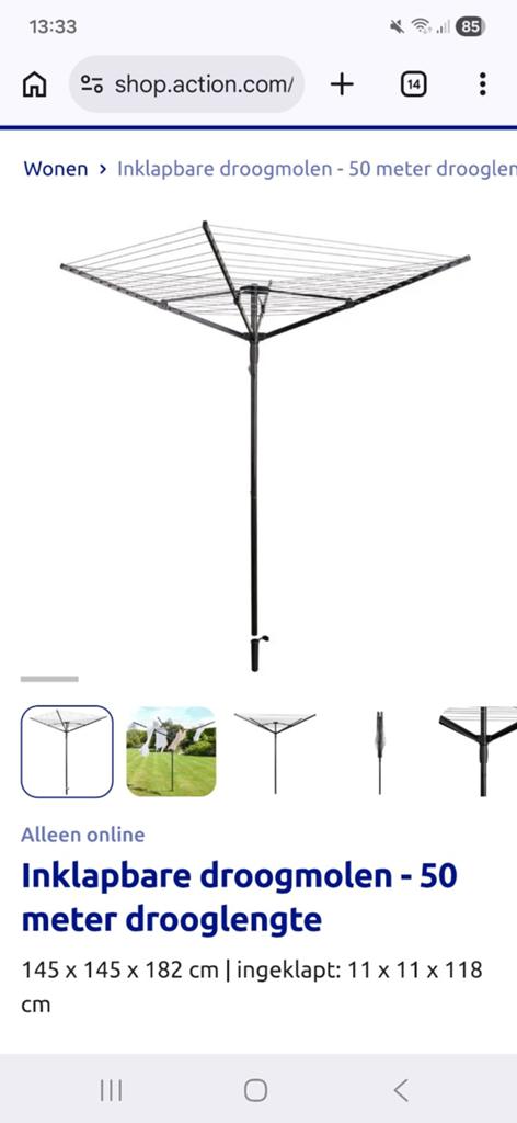Inklapbare droogmolen, Ophalen, Nieuw, Droogmolen