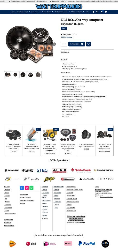 DLS RC6.2Q 6.5'' Composet / Speakers 16.5cm, Info@optimount.nl, Nieuw, Ophalen of Verzenden, Anholtseweg 48A 7091 HB DINXPERLO
