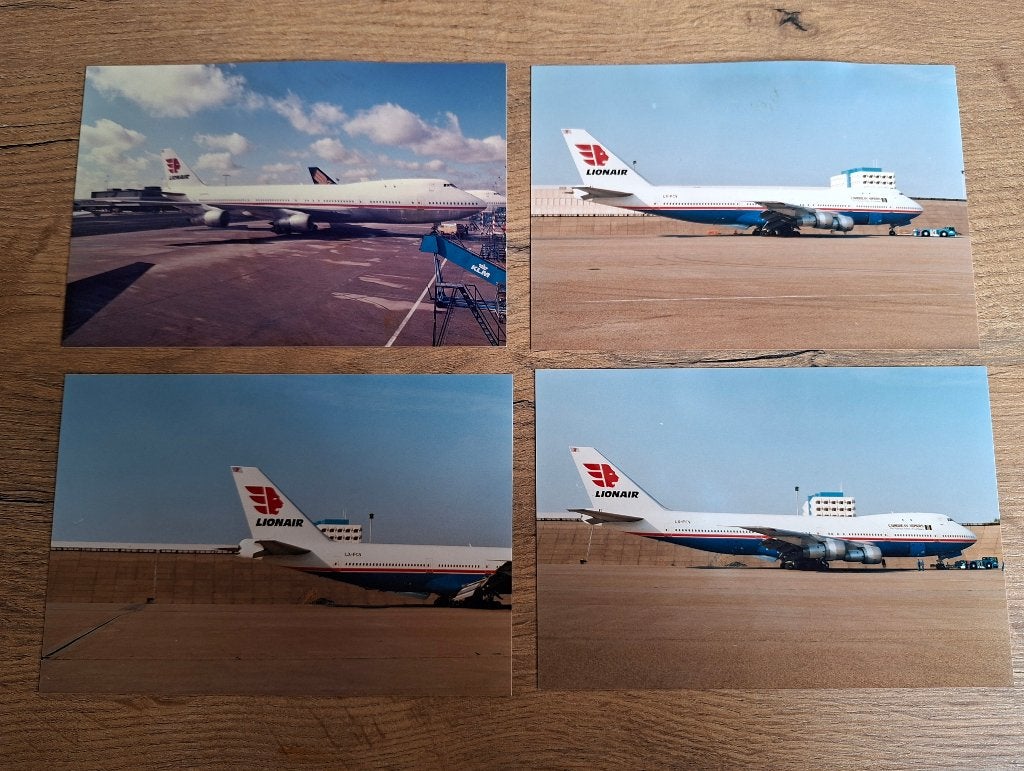 Lionair Boeing 747 Foto's - Set van 4, Ophalen of Verzenden, Zo goed als nieuw, Kaart, Foto of Prent