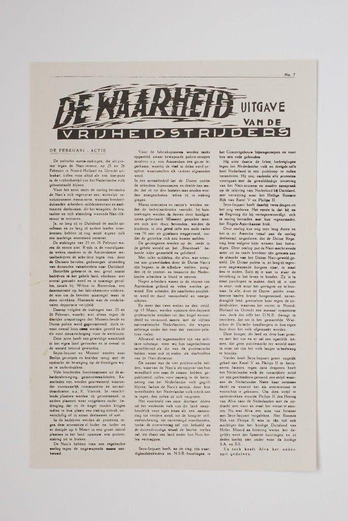 Februari 1941 - De Waarheid no. 7 | Herdruk verzetsblad WOII, Verzamelen, Zo goed als nieuw, Verzenden, Amsterdam, Florence Uitgeverij