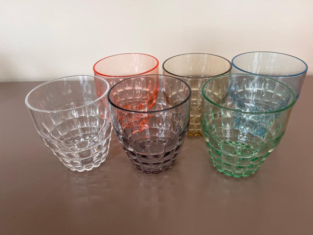 6 Nieuwe Guzzini Kunststof Limonadeglazen - Made in Italy, Kunststof, Nieuw, Ophalen of Verzenden, Meerkleurig