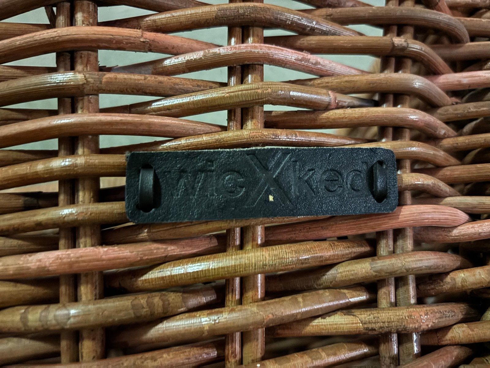 WickXked rieten fietsmand met leren klittenband straps, Ophalen, Gebruikt, Fietsmand, Stuurbevestiging