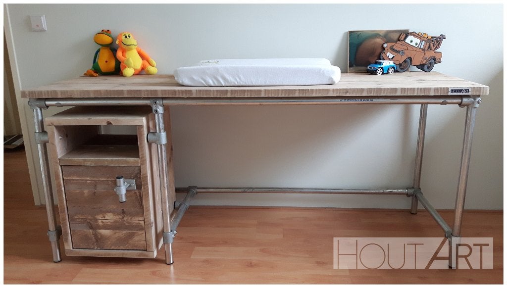 Bureau gebruikt steigerhout met steigerbuis NIEUW, Overige stijlen, Hout, Nieuw, Ophalen of Verzenden