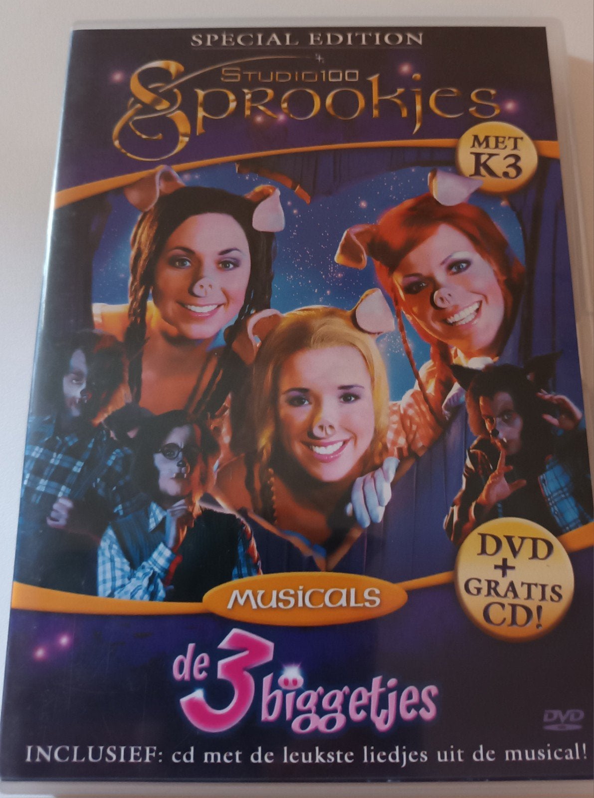 dvd + cd studio 100 musical De 3 biggetjes, Alle leeftijden, Ophalen of Verzenden, Zo goed als nieuw