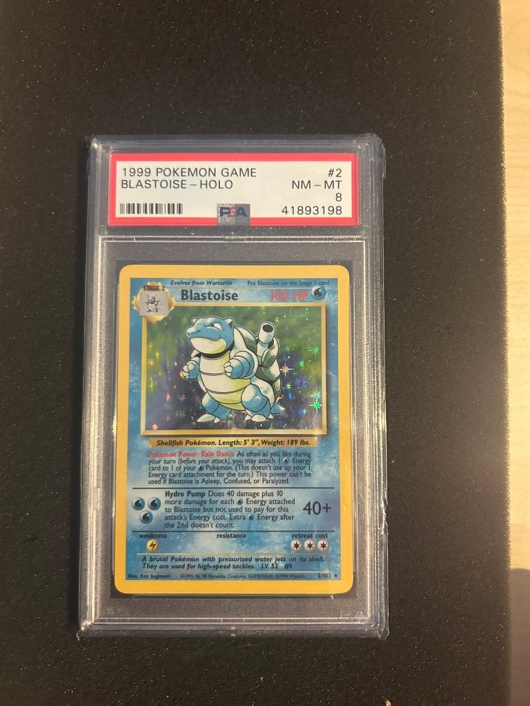 2/102 base blastoise psa 8, Ophalen of Verzenden, Zo goed als nieuw, Foil