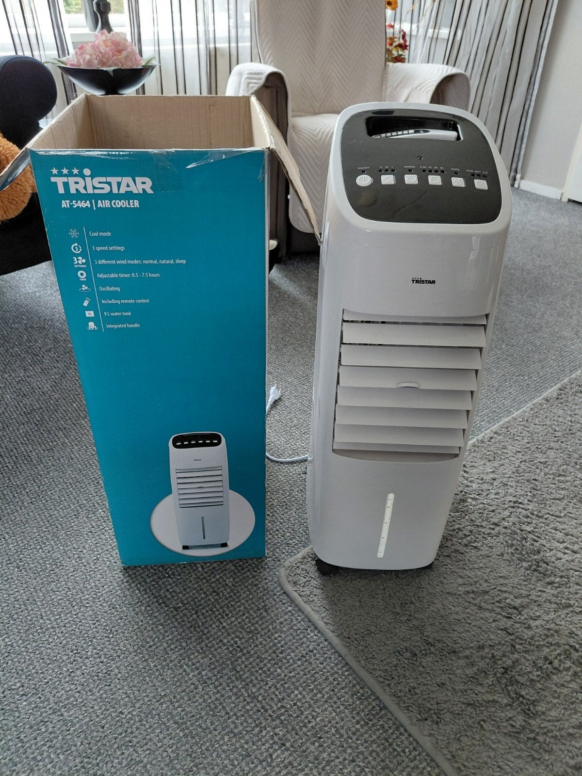 Tristar AT-5464 Air Cooler met afstandsbediening, Ophalen, Minder dan 60 m³, Ventileren, 3 snelheden of meer