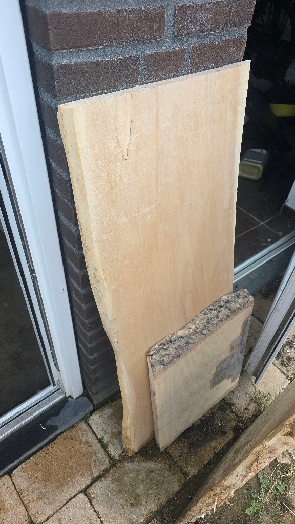 Partij massief  Hardhout essenhout te koop, Tuin en Terras, Haardhout, Minder dan 3 m³, Ophalen, Blokken