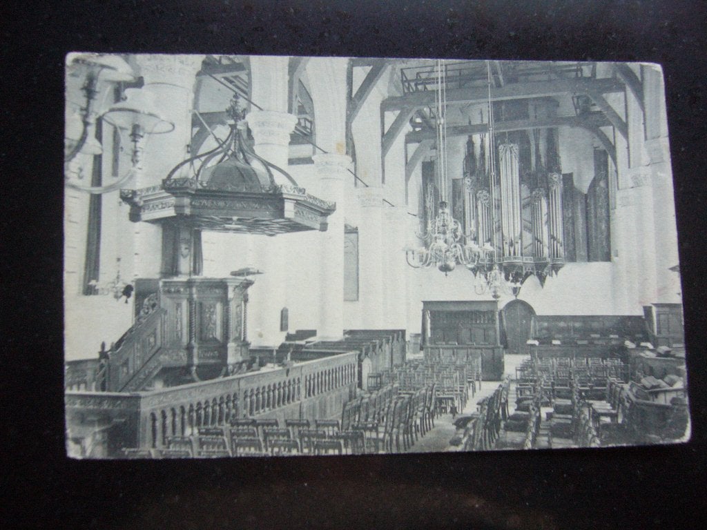 MONNIKENDAM  =  INTERIEUR N.H. KERK  BTRIEFKAART  1923, Ophalen of Verzenden, 1920 tot 1940, Gelopen, Zuid-Holland