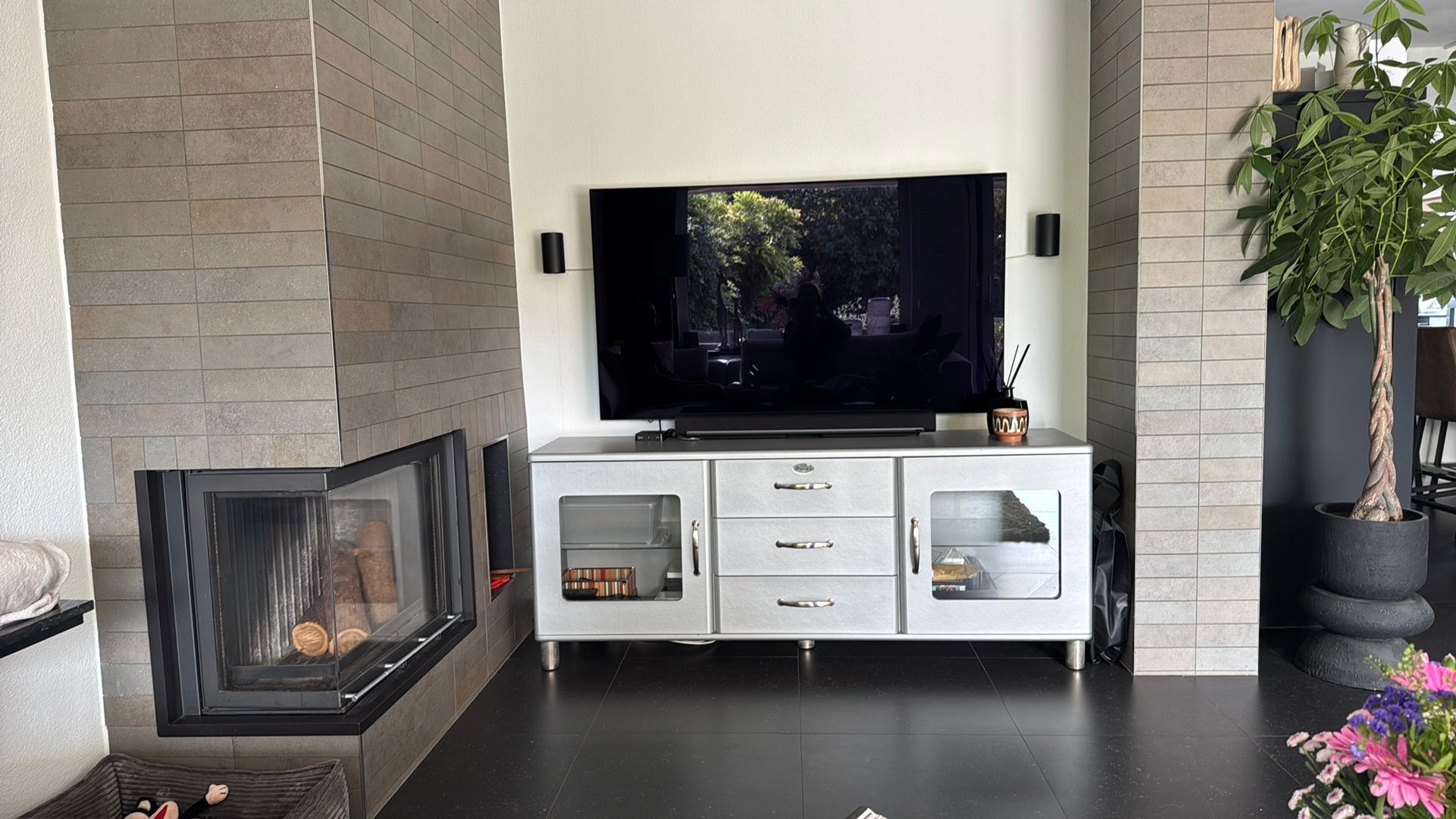 Malibu tv meubel zilvergrijs, 1,80 breed, Ophalen, 150 tot 200 cm, Zo goed als nieuw, Minder dan 100 cm
