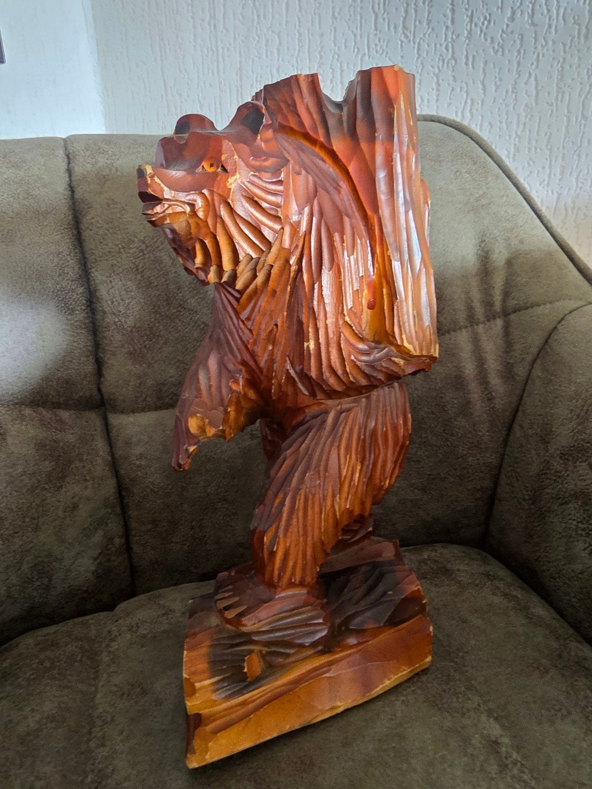 Uniek handgesneden houten beeld van een beer, 30cm hoog, Ophalen of Verzenden, 20 - 50 cm, Beeld, Hout