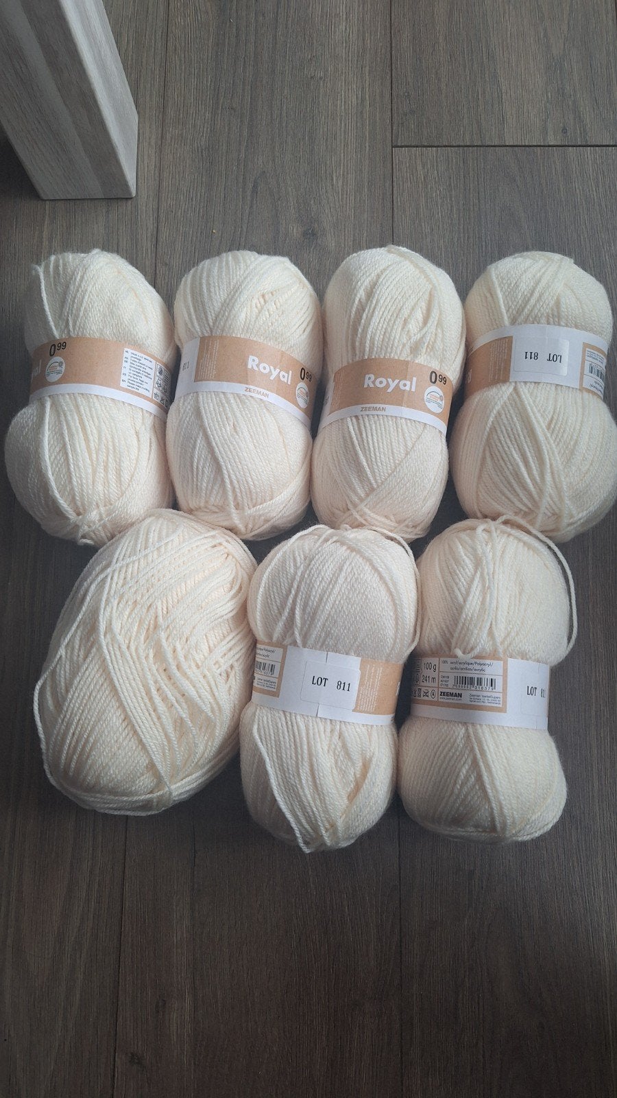Zeeman Royal Garen - 7 bollen crème/gebroken wit, Ophalen of Verzenden, Nieuw, Breien of Haken, Wol of Garen