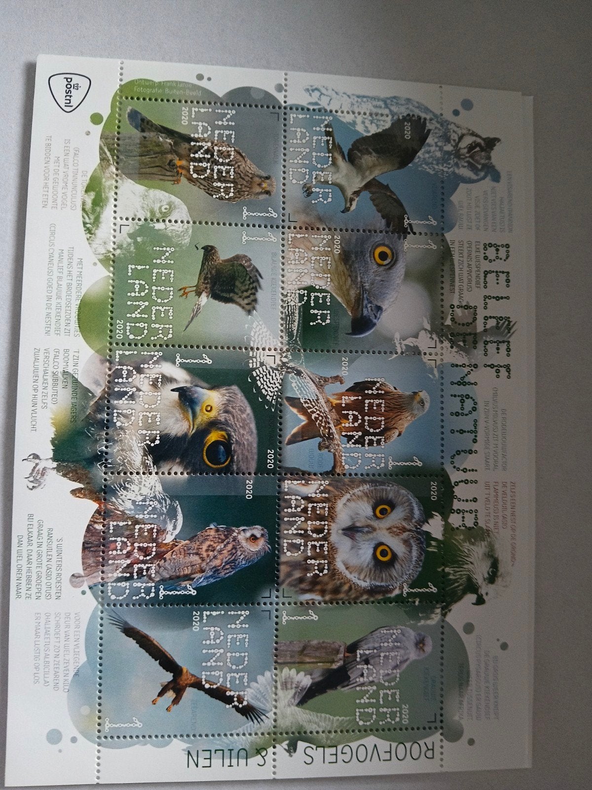 Postzegelvel Nederland 2020 - Roofvogels & Uilen, Ophalen of Verzenden, Na 1940, Postfris