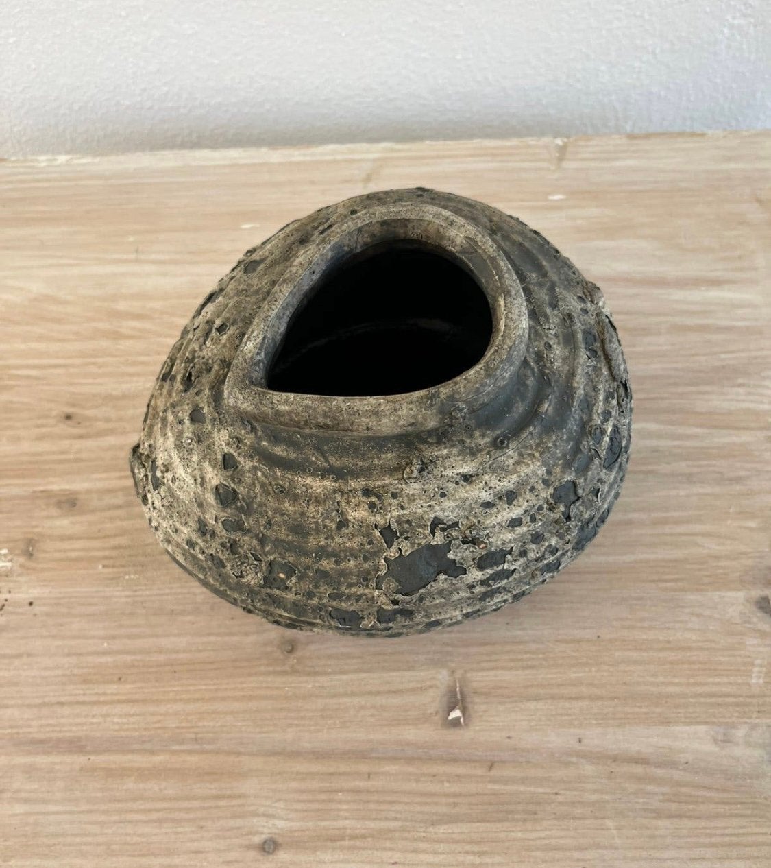 Handgemaakt keramisch raku stijl vaasje -wabi sabi decoratie, Gebruikt, Rond, Pot of Kruik, Ophalen of Verzenden