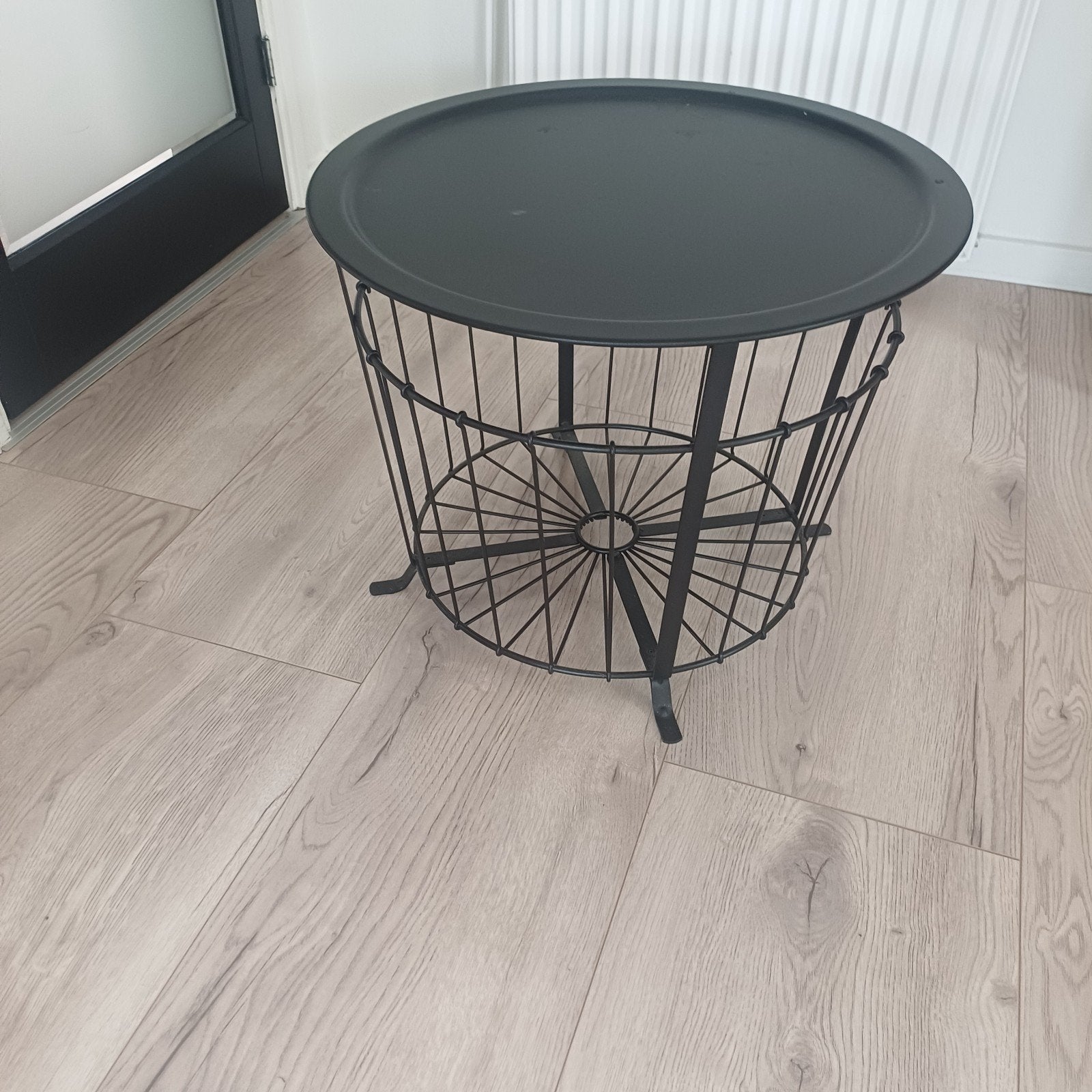IKEA GUALÖV Salontafel/Opbergmand - Zwart Metaal, Ophalen, Rond, Metaal of Aluminium, Minder dan 55 cm