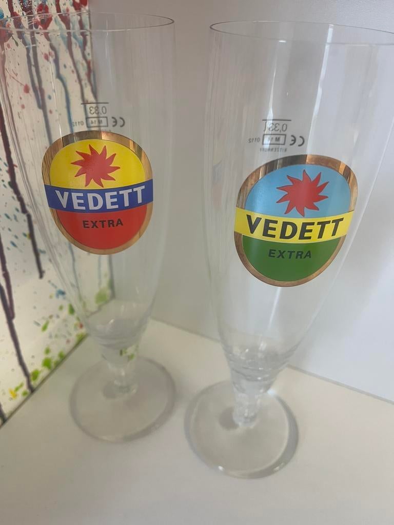 Vedett bierglazen set van 6 glazen, Ophalen of Verzenden, Nieuw, Glas of Glazen, Overige merken
