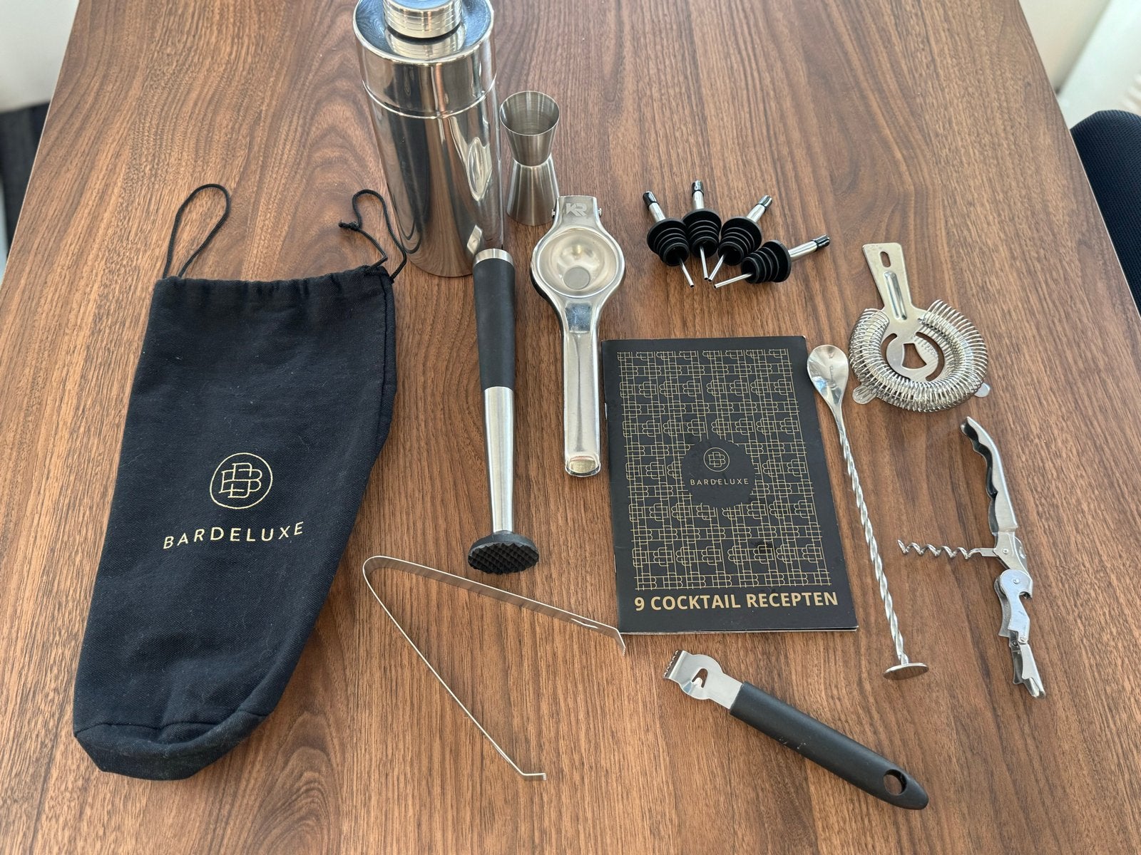 BARDELUXE Cocktail Shaker Set - Roestvrij staal, Overige typen, Zilver, Ophalen of Verzenden, Zo goed als nieuw