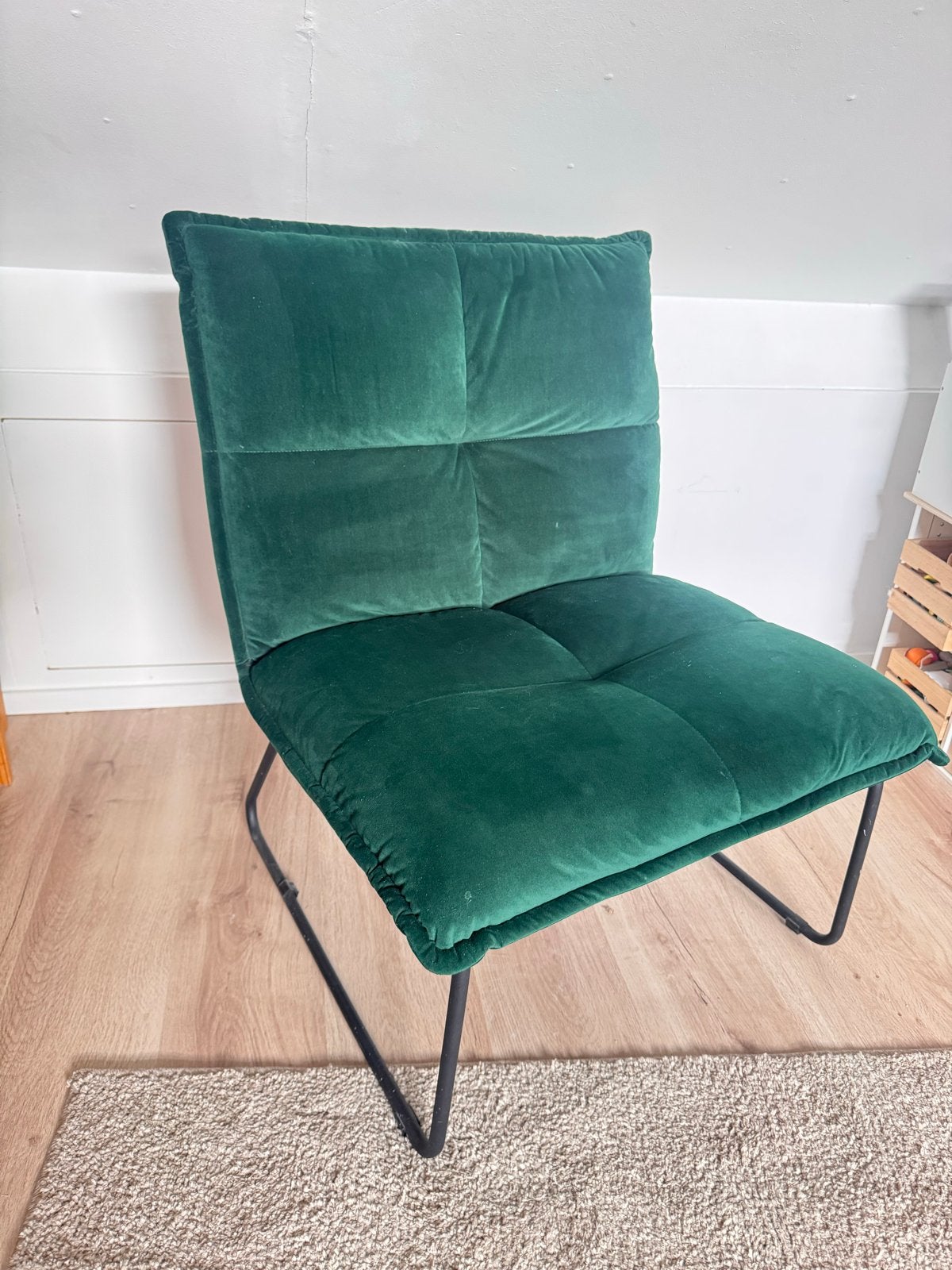 Bronx71 Groene Velours Stoel - Comfortabel en Stijlvol, Ophalen, Overige kleuren, Zo goed als nieuw, Eén