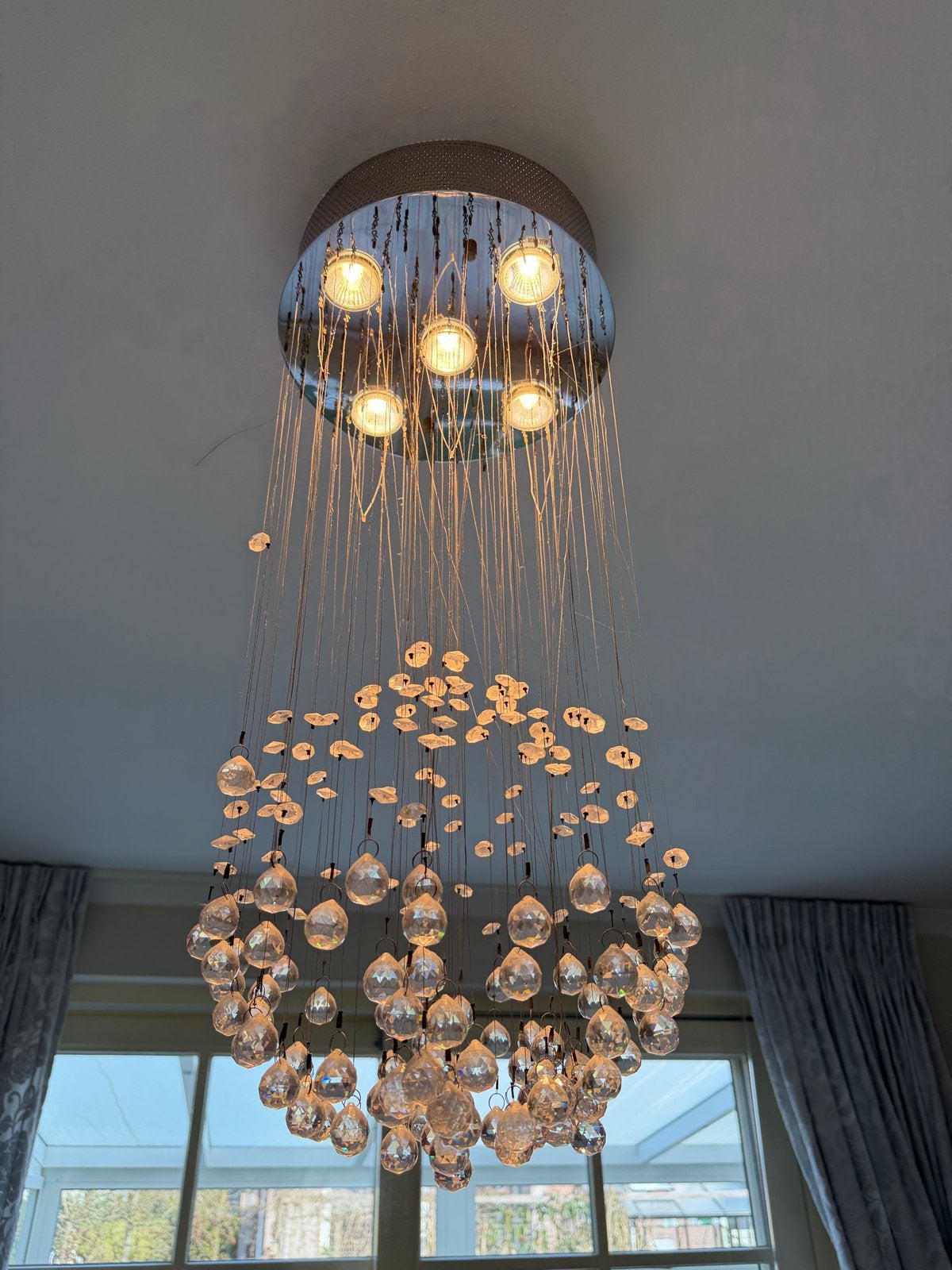 Luxe Swarovski Plafondlamp met Kristallen Spots, Ophalen, Zo goed als nieuw, Metaal