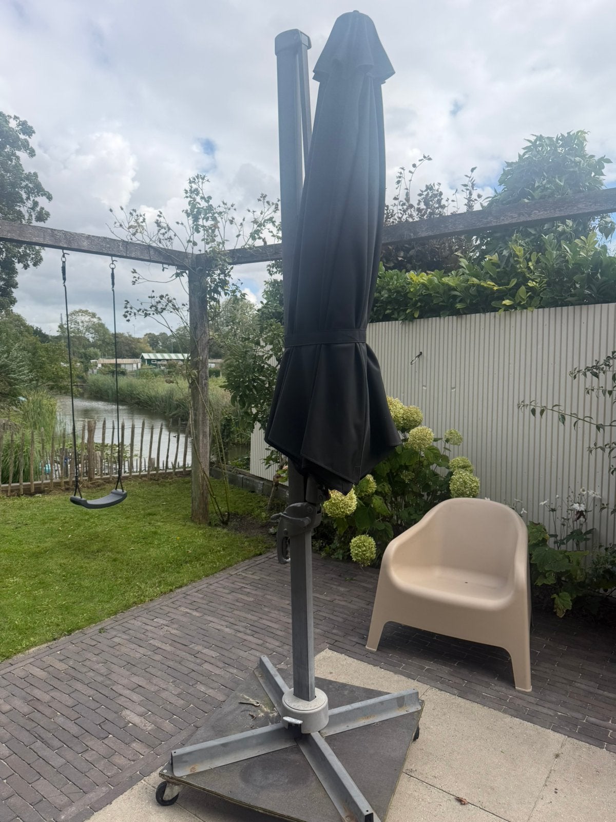 Verrijdbare parasol 3x3, Tuin en Terras, Ophalen, Zo goed als nieuw, Zweefparasol
