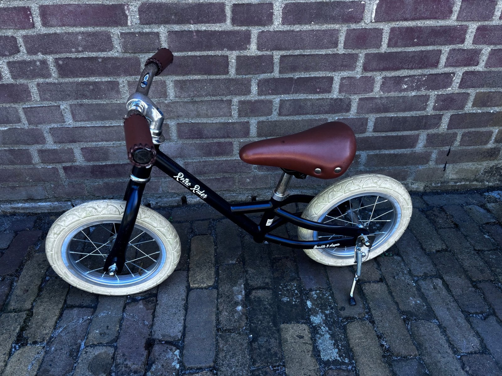 Retro Rider loopfiets - Zwart met bruin zadel, Fietsen en Brommers, Ophalen, Gebruikt, Minder dan 16 inch
