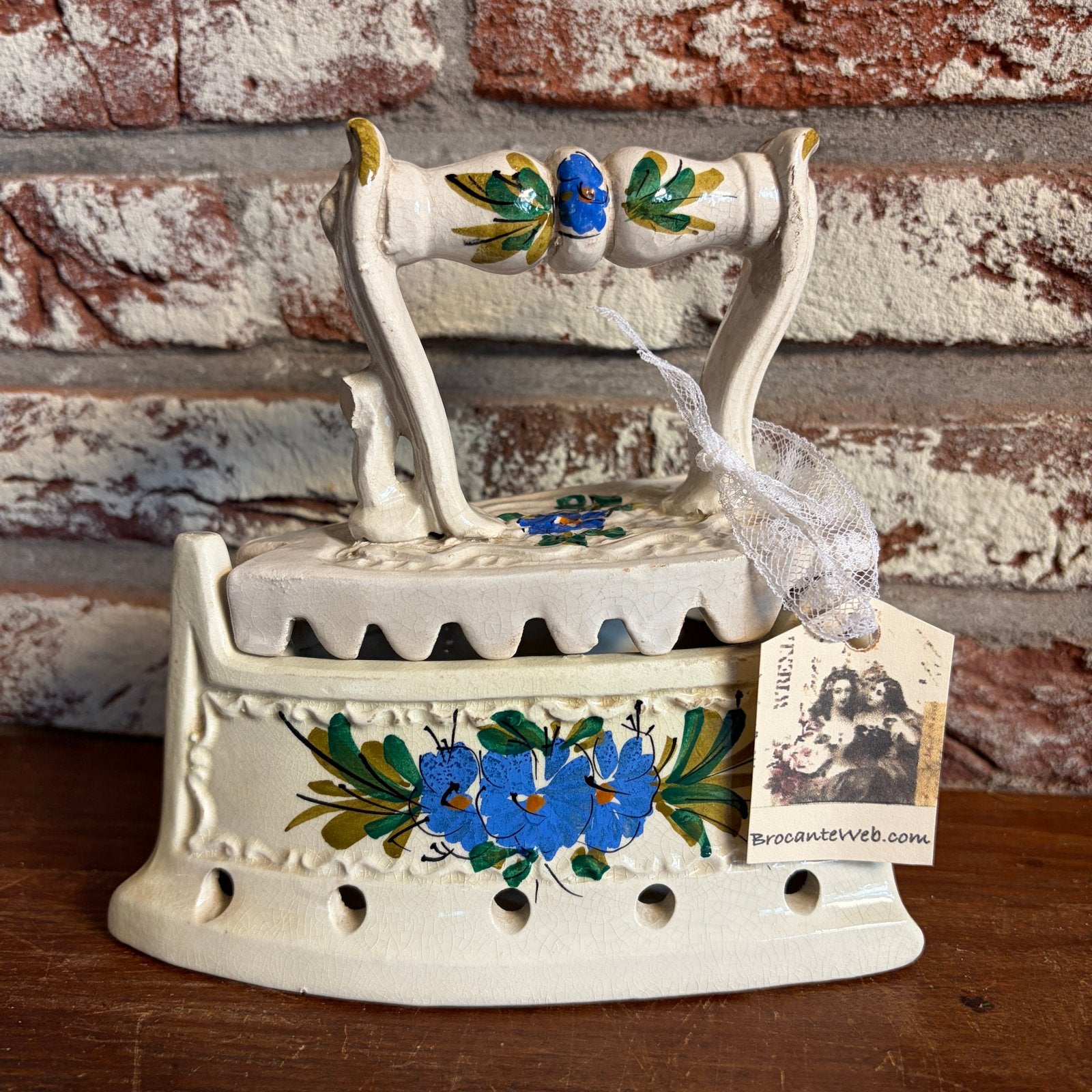 Brocante Keramische Strijkijzer - Potpourri Houder, Ophalen of Verzenden