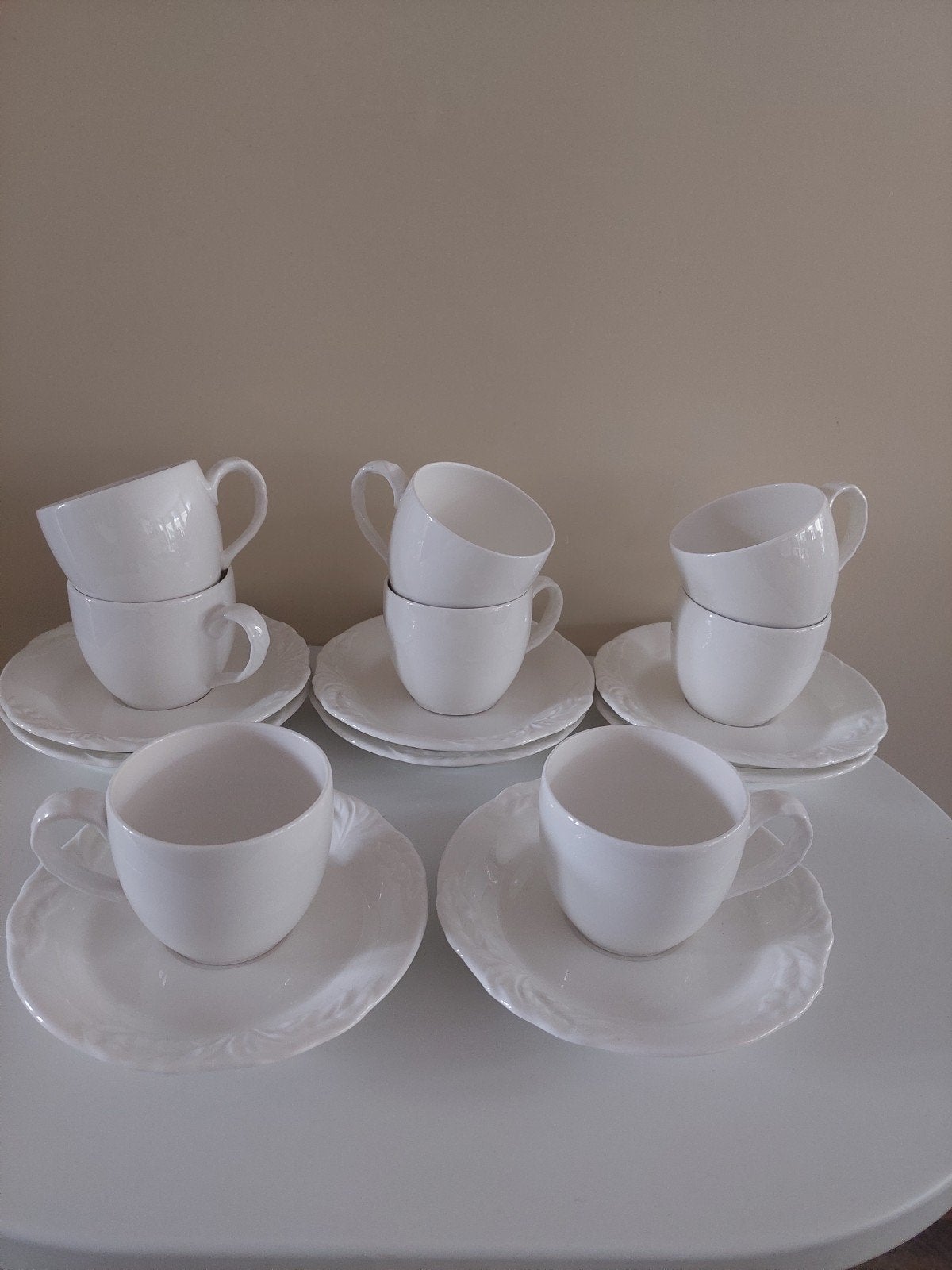 Villeroy&Boch Foglia, kop en schotels,  wit, Ophalen of Verzenden, Zo goed als nieuw, Porselein, Kop en/of schotel