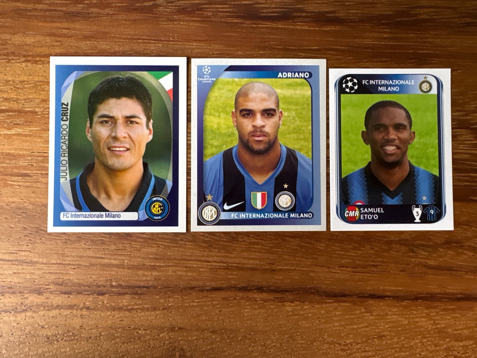 Panini Champions League Inter Milan Cruz, Adriano, Eto, Ophalen of Verzenden, Zo goed als nieuw, Stickers en Plaatjes