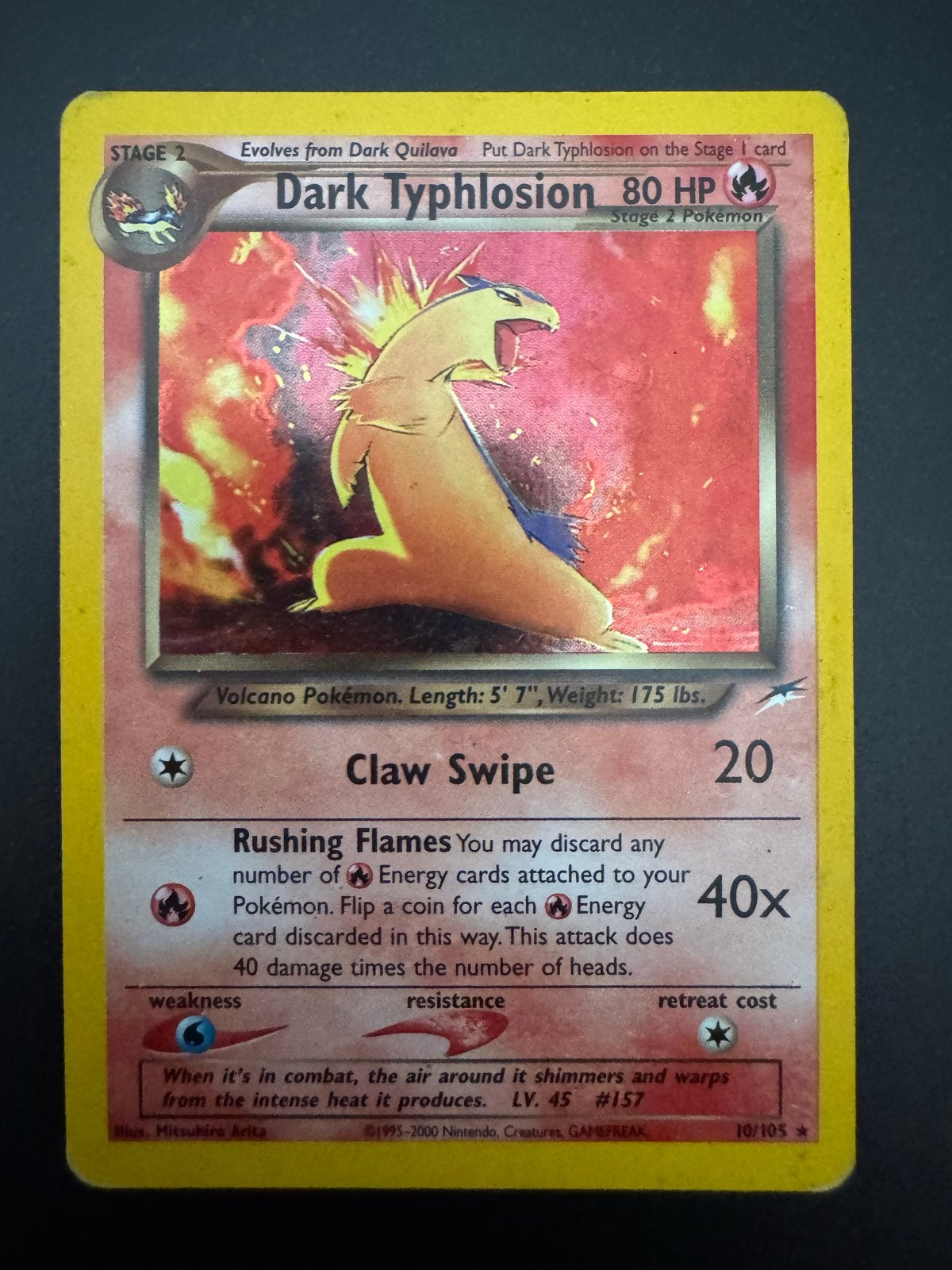 Dark Typhlosion 80 HP Pokémon kaart (10/105), Ophalen of Verzenden, Losse kaart