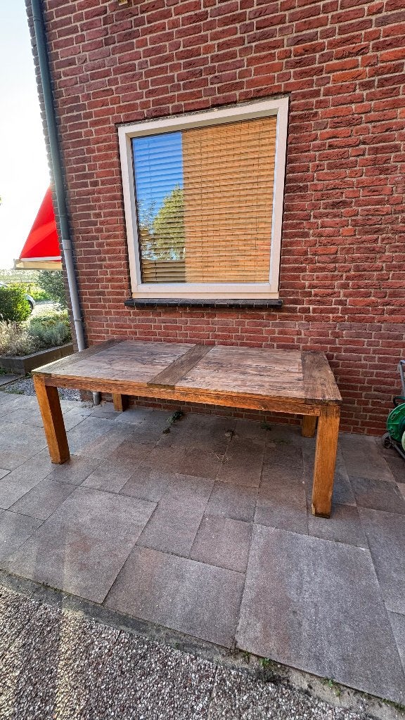 Buitentafel + 6 tafelstoelen, Ophalen, Gebruikt, Rechthoekig, Teakhout