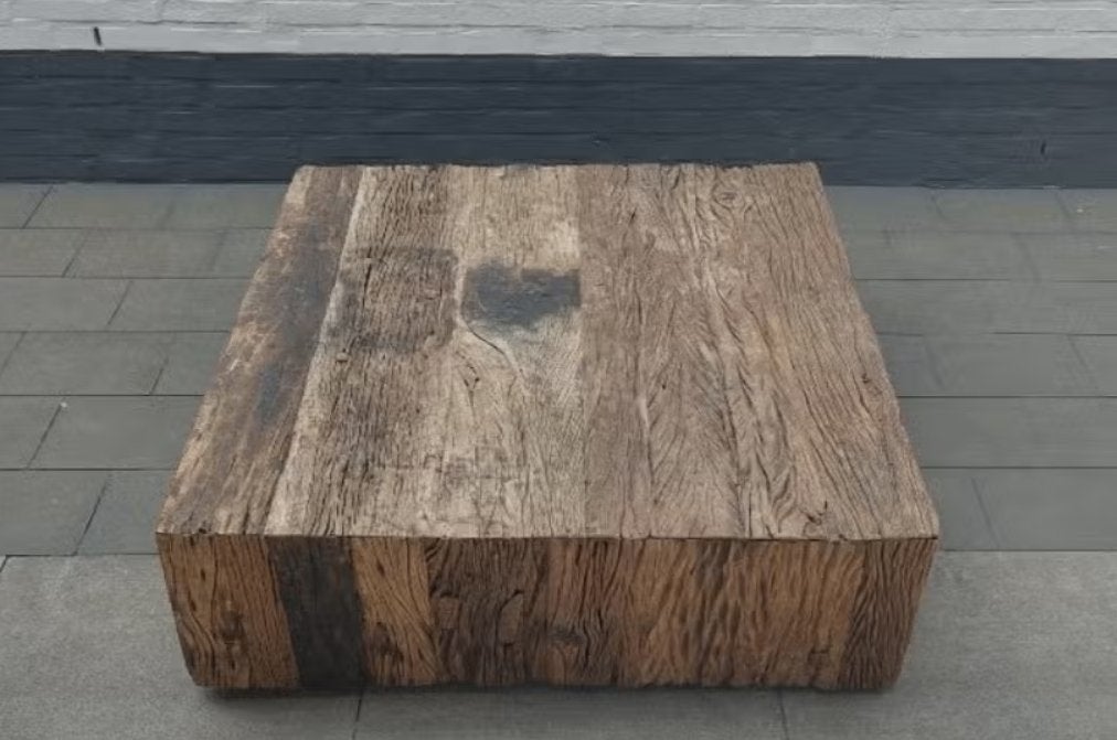 Robuuste salontafel, Ophalen, Gebruikt, 100 tot 150 cm, Vierkant