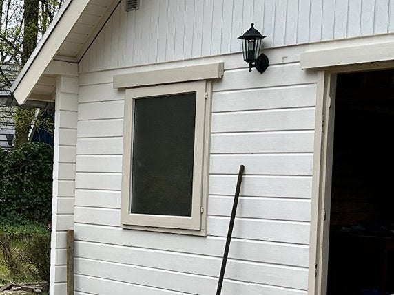 Gebruikt gevelraam met dubbelglas en melkglas, Doe-het-zelf en Verbouw, Glas en Ramen, Ophalen, Gevelraam of Ruit, Gebruikt, 80 tot 120 cm