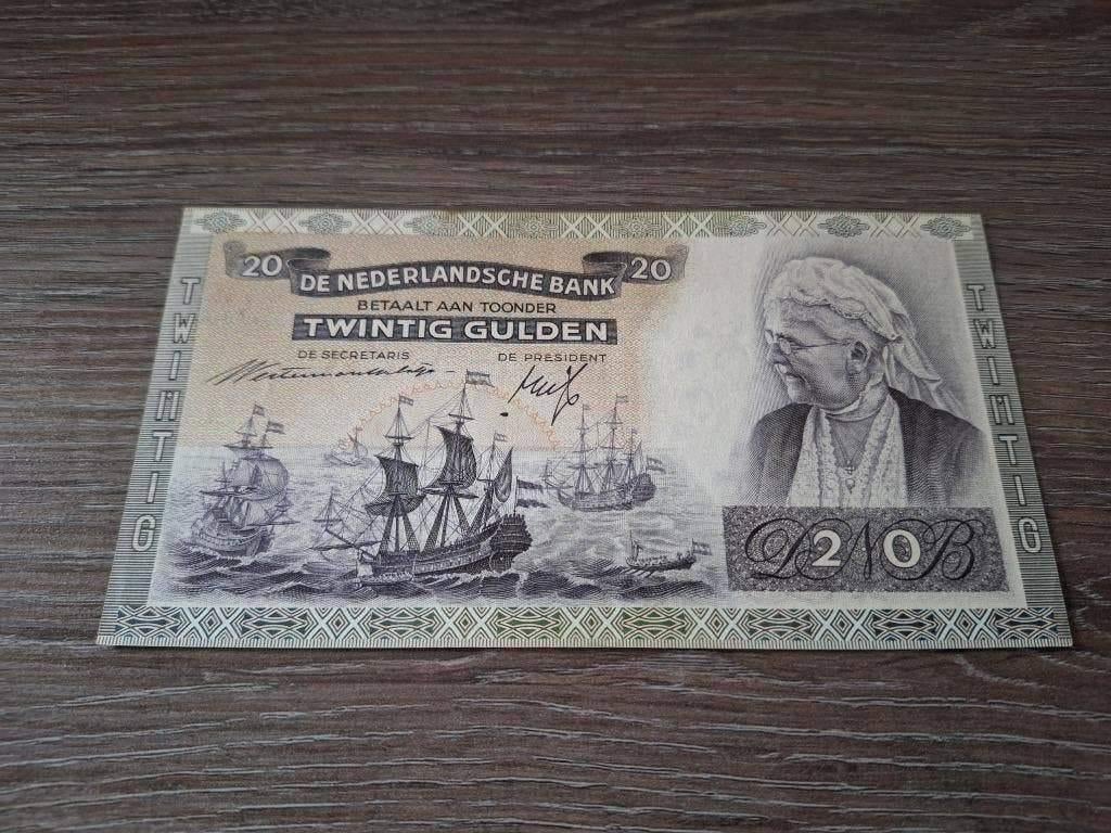 Vrijwel UNC biljet 20 gulden Emma, 1941, Ophalen of Verzenden, 25 gulden