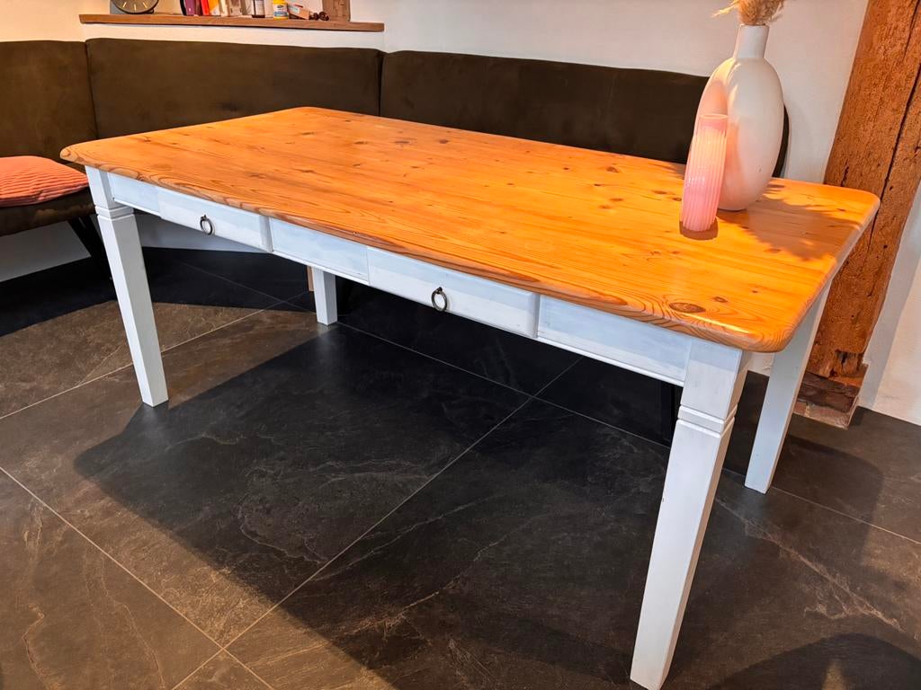 Grenen eettafel, Ophalen, Gebruikt, 50 tot 100 cm, 150 tot 200 cm