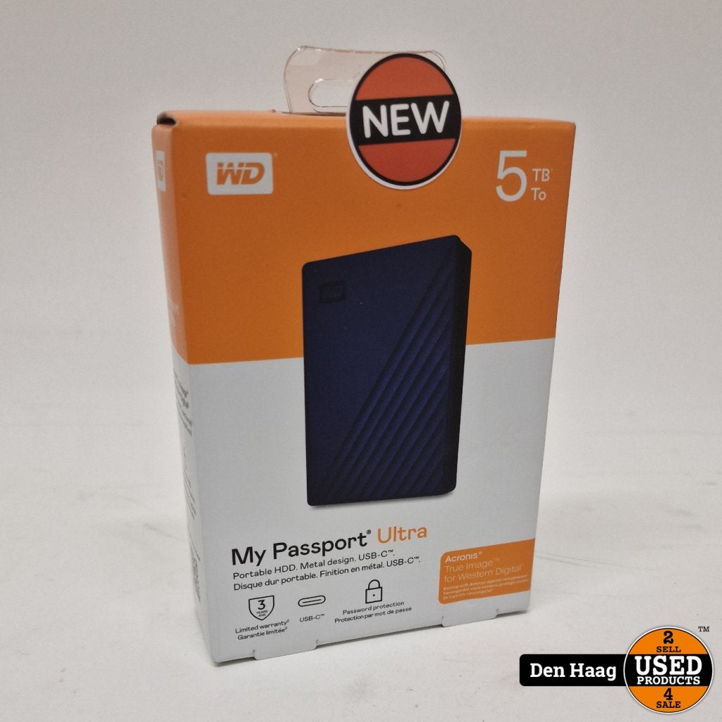 Western Digital My Passport 5 TB | Nieuw, Computers en Software, Harde schijven, Western Digital, Gebruikt, https://www.westerndigital.com/nl-nl/support/contact-us