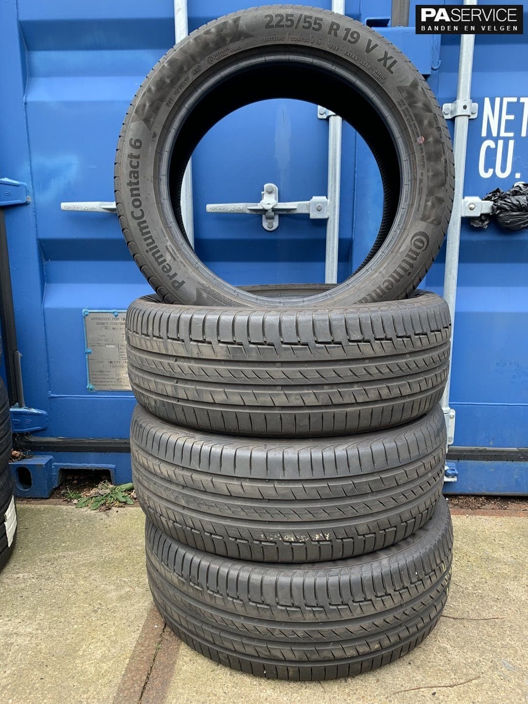 4x Continental 225 55 19 zomerbanden met 6.4 mm, 19 inch, Gebruikt, -, -