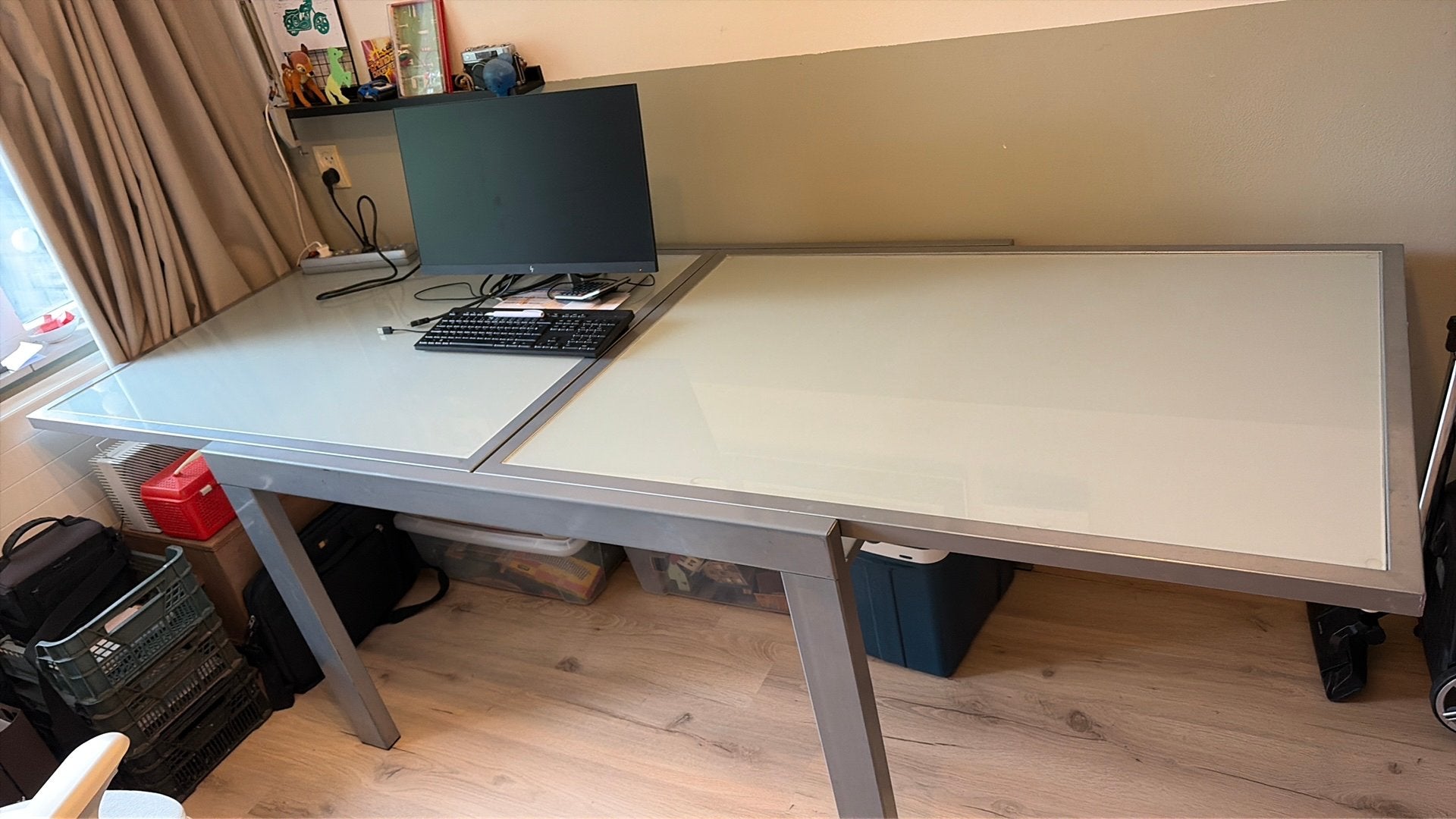 Glazen tafel, Ophalen, Gebruikt, 100 tot 150 cm, 50 tot 100 cm