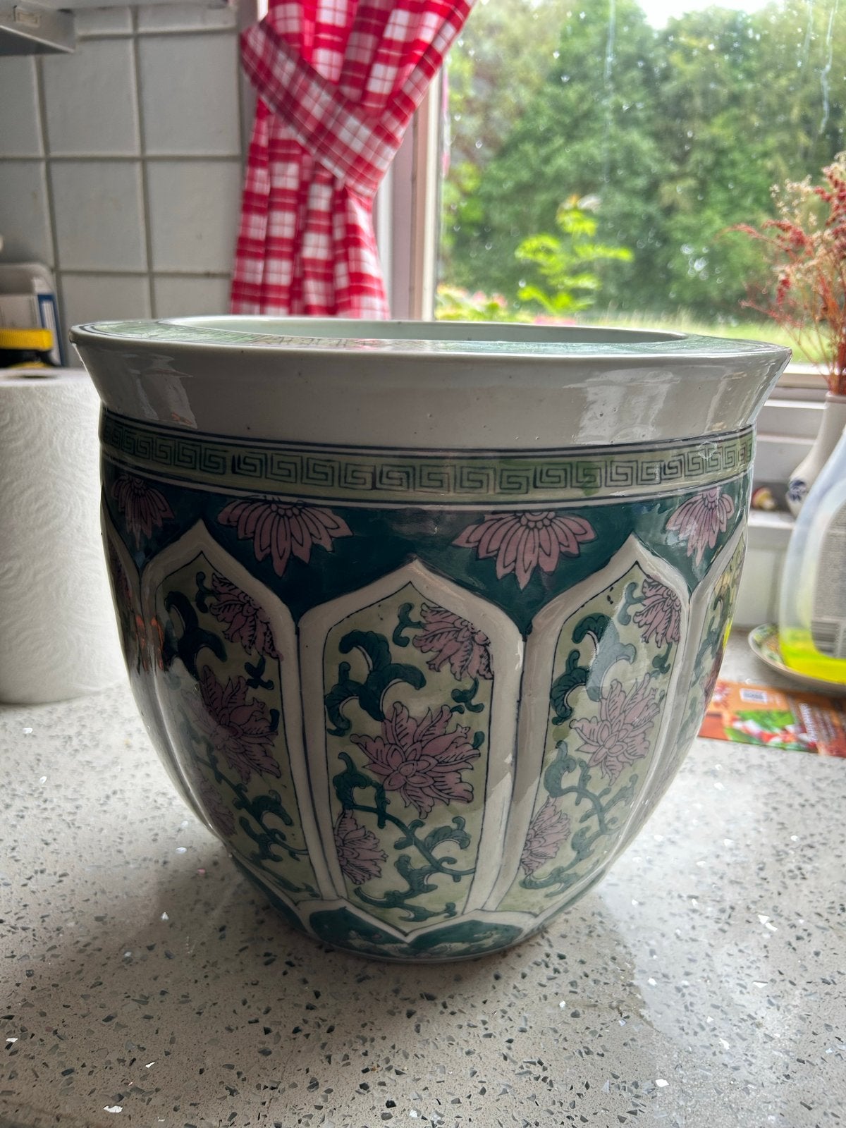 Chinees porseleinen plantenpot met famille rose decoratie, Ophalen of Verzenden