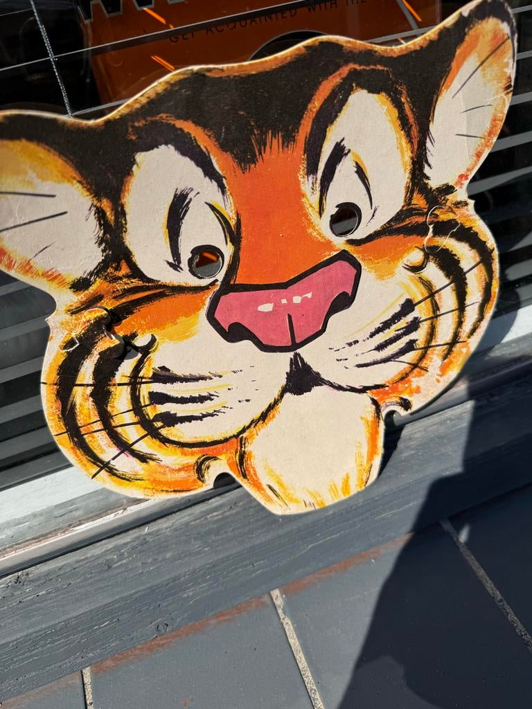 Vintage Esso Tijger Masker - Jaren '60 Reclame, Reclamebord, Gebruikt, ., Ophalen of Verzenden