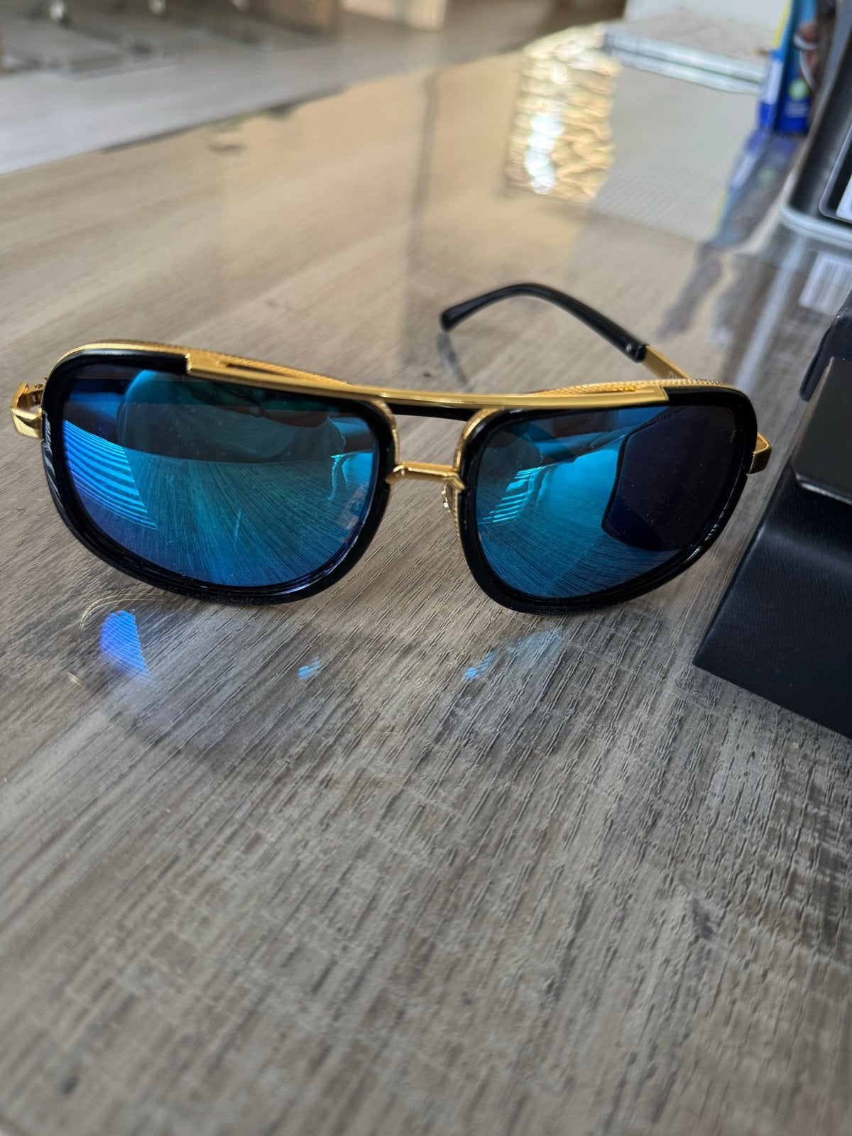 Dita zonnebril met blauwe spiegelglazen, Overige merken, Zonnebril, Blauw, Nieuw