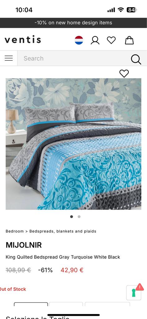 Mooie gewatteerde sprei 240 b x 220 l cm, Gebruikt, Blauw, Overige typen, Tweepersoons